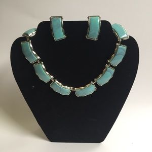 AQUA SWIRL THERMOSET LUCITE AND SILVERTONE SET